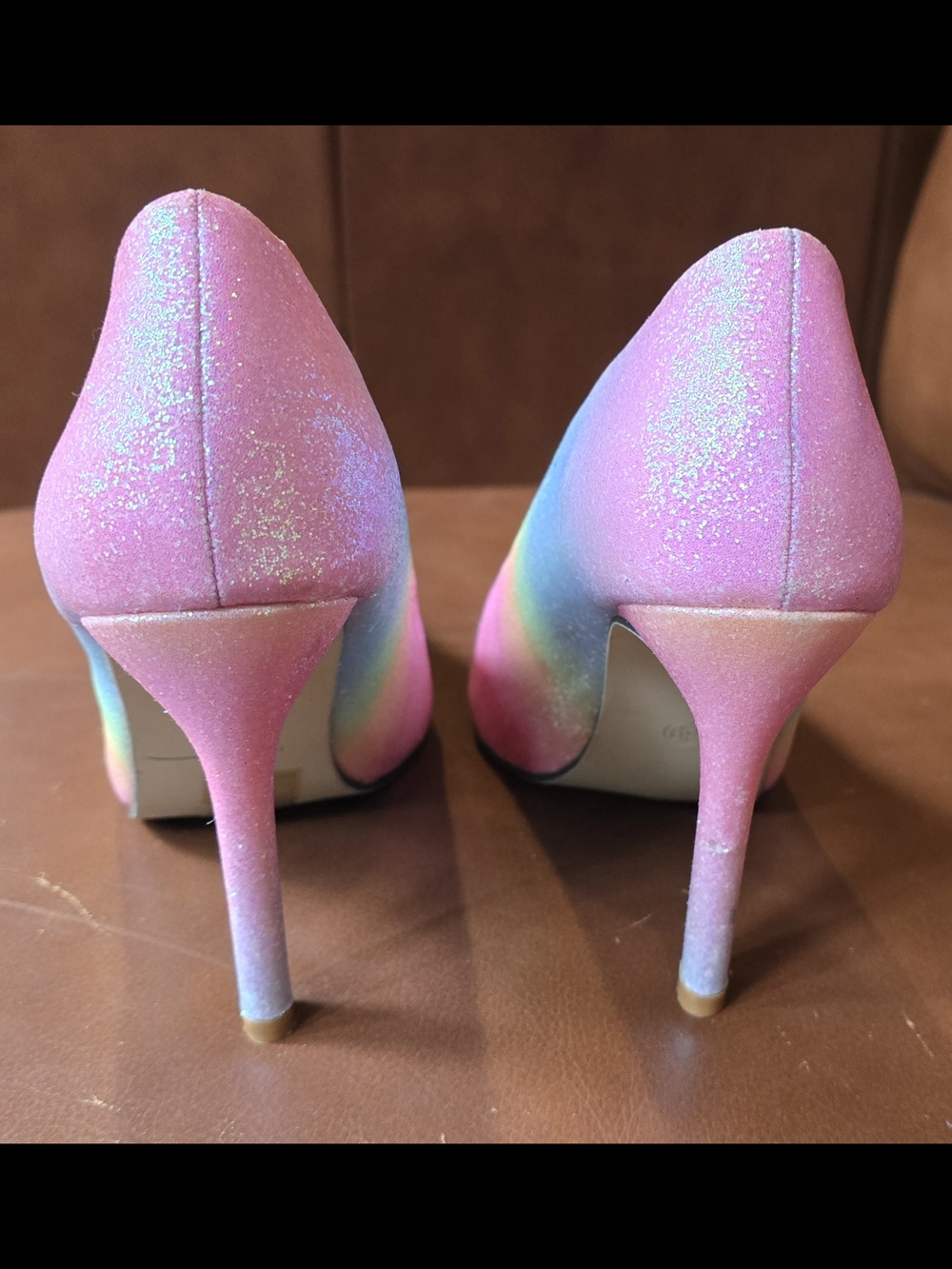 Source Unknown Iridescent Pink Rainbow Glitter Stiletto Pumps - Picture 4 of 12